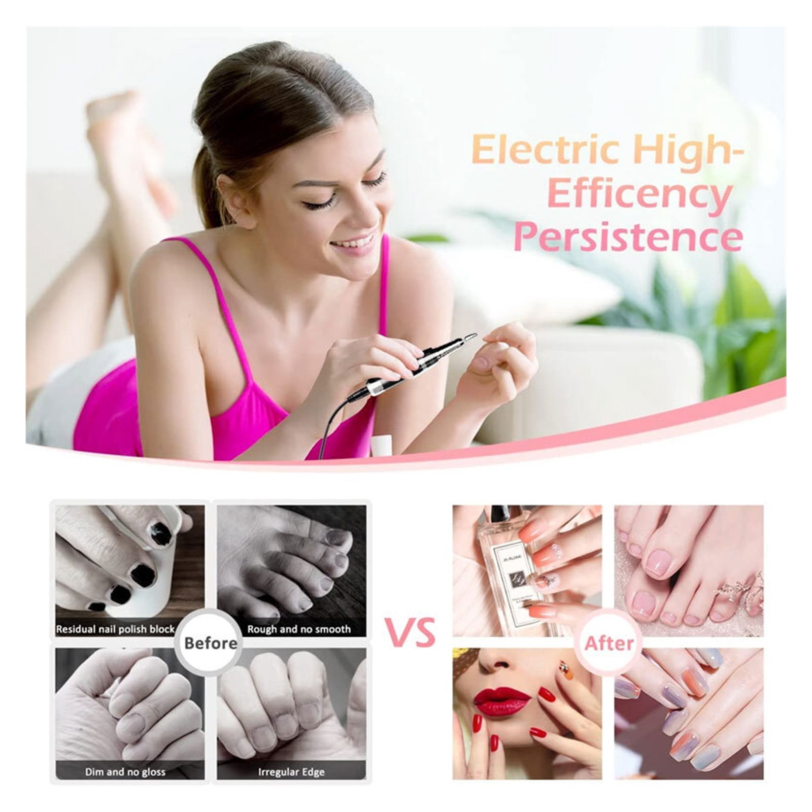 35000RPM Electric Nail Drill Machine, Sander Nail Electric Manicure Drill For Nail Tools, Touchable Screen Manicure Machine Designed For Salons Families ,Low Noise