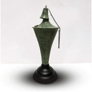 Legends Direct Premium Oahu Metal Tabletop Torches, Tall- Tiki Style /w Snuffer, Fiberglass Wick & Large 35oz Oil Lamp, Stylish Luau Flame Torches (Hammered Patina)