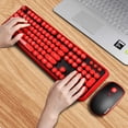 thumbnail image 4 of Wireless Keyboard Mouse Combo, 2.4GHz Typewriter Keyboard, Letton Full Size Office Computer Retro Keyboard and Cute Mouse with 3 DPI for Mac PC Desktop Laptop-Red, 4 of 7
