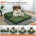 thumbnail image 4 of 78" Convertible Sleeper Sofa Bed, Holaki Compression Folding Sofa with Pillow & 3 Seat, Corduroy Folding Sofa Couch with Fixed-Shape Frame, Floor Sofas Lounge Couch for Living Room, Olive Green, 4 of 9