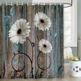 thumbnail image 4 of Rustic Floral Shower Curtain,White Daisy Flower Dragonfly on Country Wooden Bathroom Curtain,Farmhouse Flower Shower Curtains Set,French Countryside Shower Curtain for Bathroom Decor 60X72in, 4 of 6