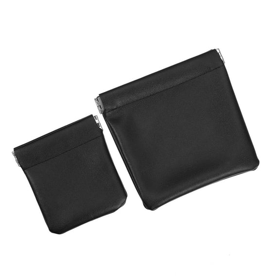 Vocoste 2pcs Portable Cosmetic Bag Travel Makeup Bag Storage Bag PU Leather Black