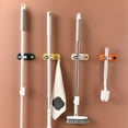 thumbnail image 3 of ABS TPR Broom Rack Waterproof Heavy Duty Bath Ball Punch-free Home Kitchen Bathroom Mops Holder Hanger Bracket Accessories Beige, 3 of 9