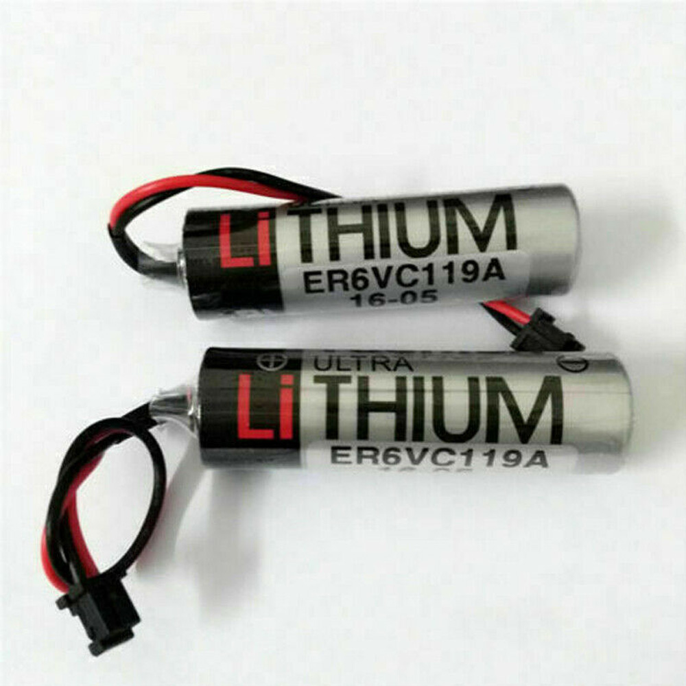 2PCS 3.6V 2400mAh ER6V/3.6V Lithium Battery AA for ER6VC119A ER6VC119B for M70 PLC with Black Plug