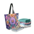 thumbnail image 2 of FORMRS Womens Canvas Tote Bag with Zipper Inner Pocket Shoulder Handbag, Light Purple Flowers, 2 of 7
