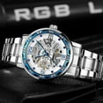 thumbnail image 5 of VIGOROSO Men's Luxury Mechanical Watch Transparent Diamonds Skeleton Watch Stainless Steel Watch Male Luminous Waterproof with Gift Box, 5 of 14
