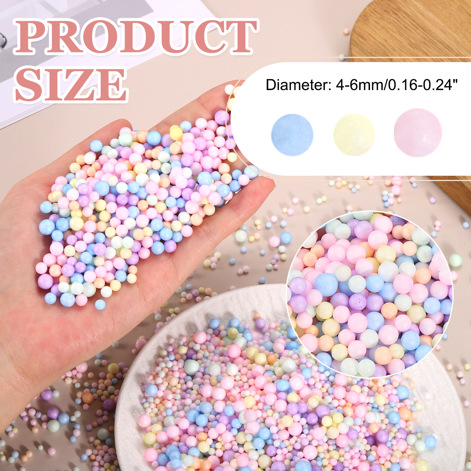 Uxcell 80000Pcs Colorful Foam Beads, 4-6mm Mini Foam Balls Round Polystyrene Beads for DIY Art Crafts Party Decorations Vase Pillow Gift Box Filling