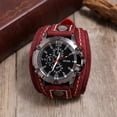 thumbnail image 3 of Reloj de Pulsera Sunnimix Punk Vintage Correa de Cuero Ancha para Hombre Rojo, 3 of 8