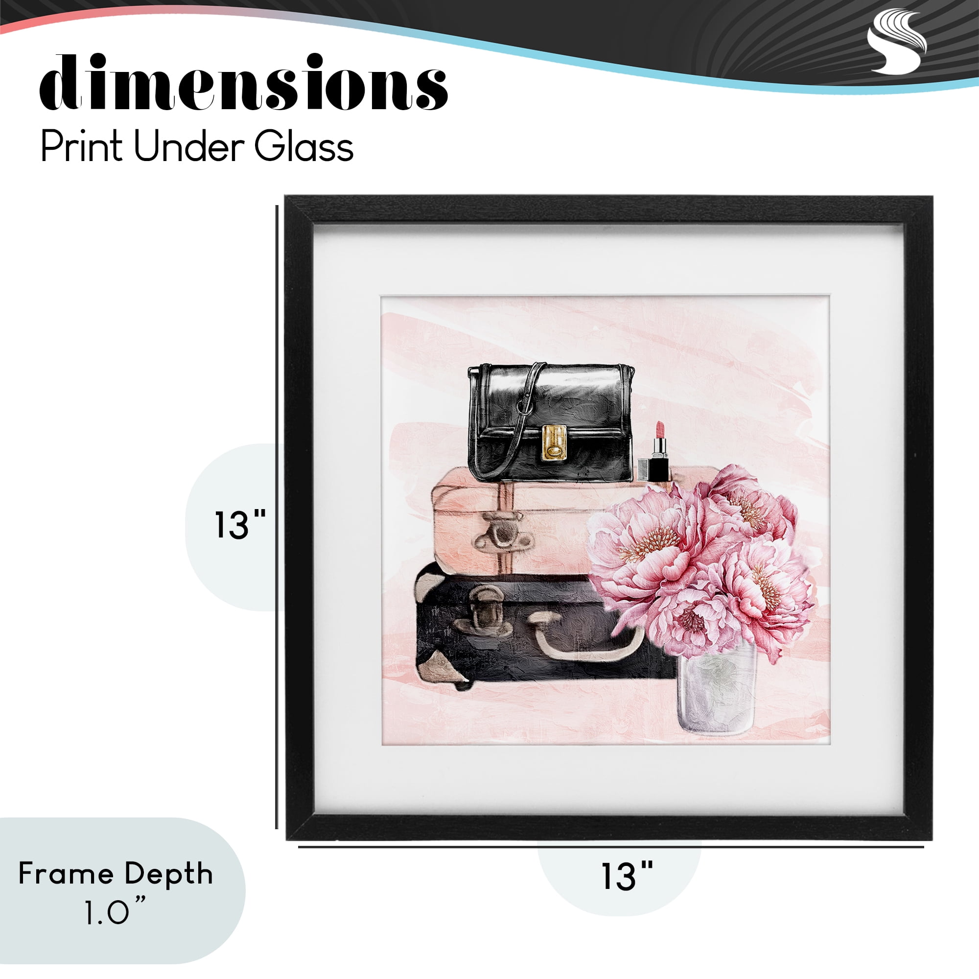 Stupell Industries Glam Time Stacked Bags Black Framed Print Under Glass, design by Kim Allen
