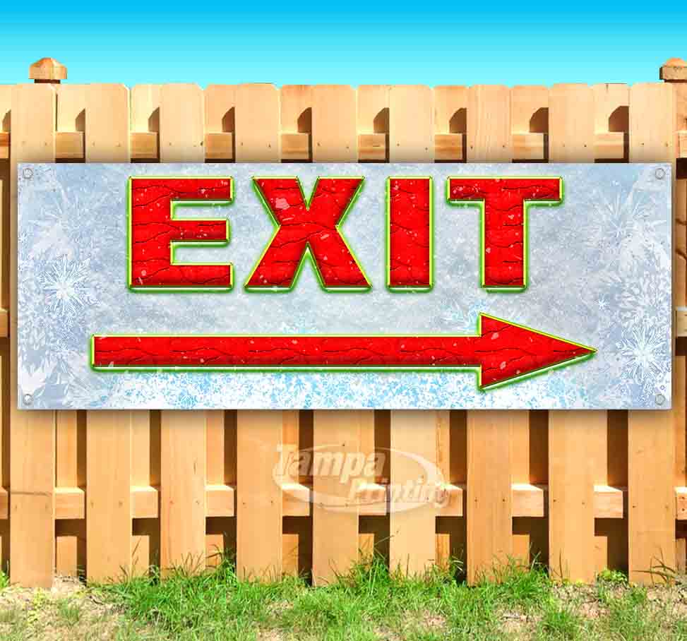 Exit Right Arrow Red Caps 13 oz Vinyl Banner With Metal Grommets - image 1 of 4