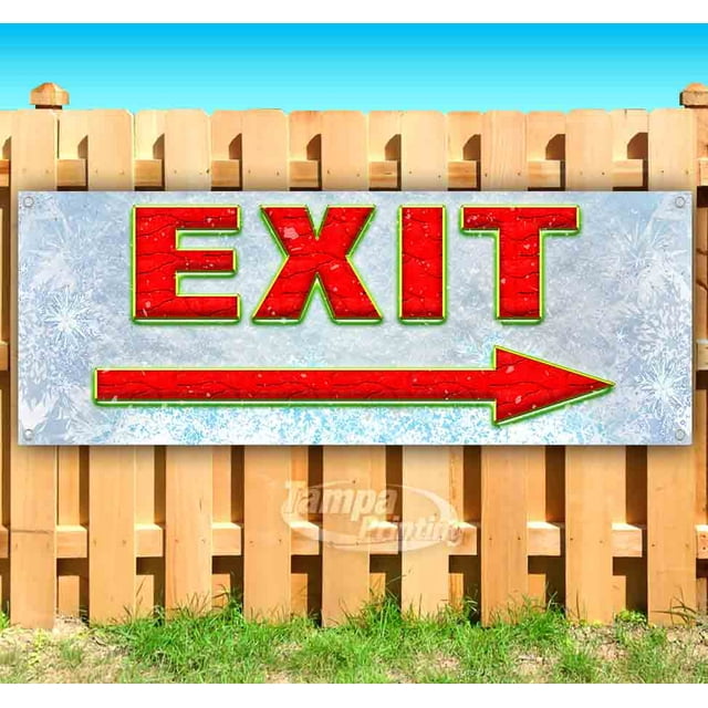Exit Right Arrow Red Caps 13 oz Vinyl Banner With Metal Grommets
