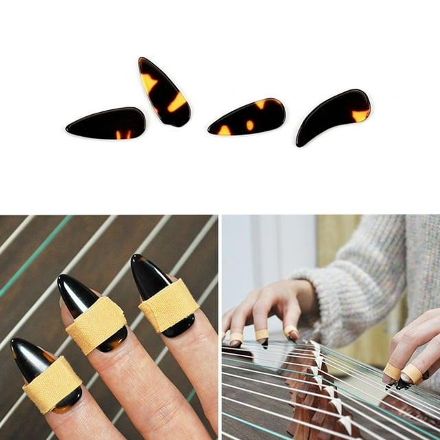 4 púas de guitarra occidentales perfecl púa de plástico clásica Guzheng para guitarra de bajo