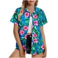 thumbnail image 2 of JURANMO Womens Funny Hawaiian Palm Tree Shirts Casual Button Down Beach Summer Short Sleeve Shirt Fashion Tropical Beach Tops Blue XXXXXL Todays Daily Sales Clearance, 2 of 5