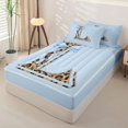 thumbnail image 2 of Homewish Cheetah Print Letter Monogrammed L Zipper Twin Comforter Sets with Fitted Sheet and 2 Pillowcases for Teens,Girls Blue Bow Knot Zipper Bedding Set,4-Piece, 2 of 6
