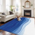 thumbnail image 2 of Large Area Rugs for Living Room Bedroom, Ombre Blue Waves 5'x8' Rug Washable Carpet Runner Indoor Outdoor, Abstract Art Gradient Modern Non Slip Floor Mats Rug for Kitchen, Bathroom, 2 of 8