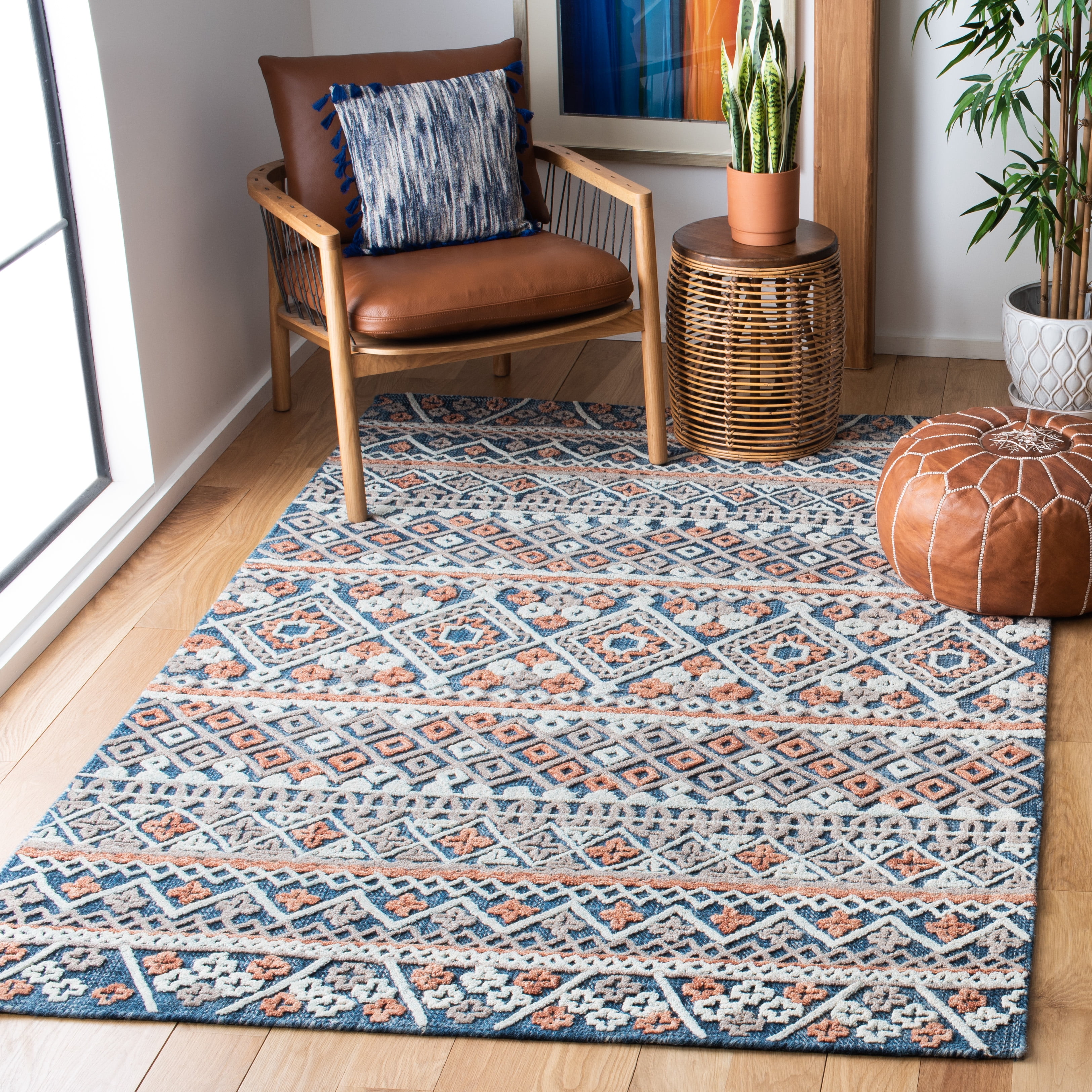 SAFAVIEH Aspen APN530M Handmade Blue / Orange Rug