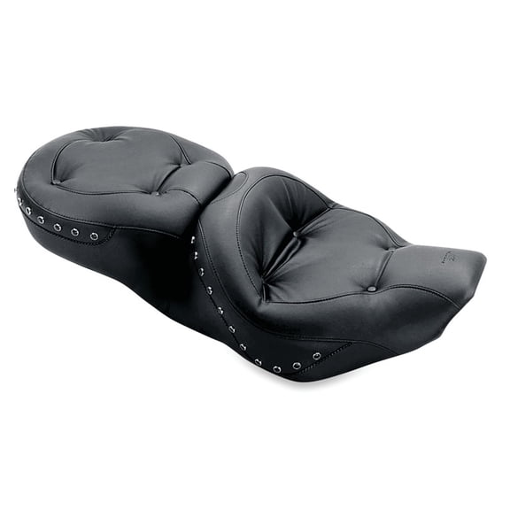 Mustang 97-07 Harley Rd King, 06-07 Str Glide, 00-05 Eagle Tour 1PC Seat w/Blk Pearl Studs - Black