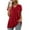 Red, variant on Patlollav Womens Plus Size Summer V-Neck Short Sleeve Solid Casual T-Shirt Blouse