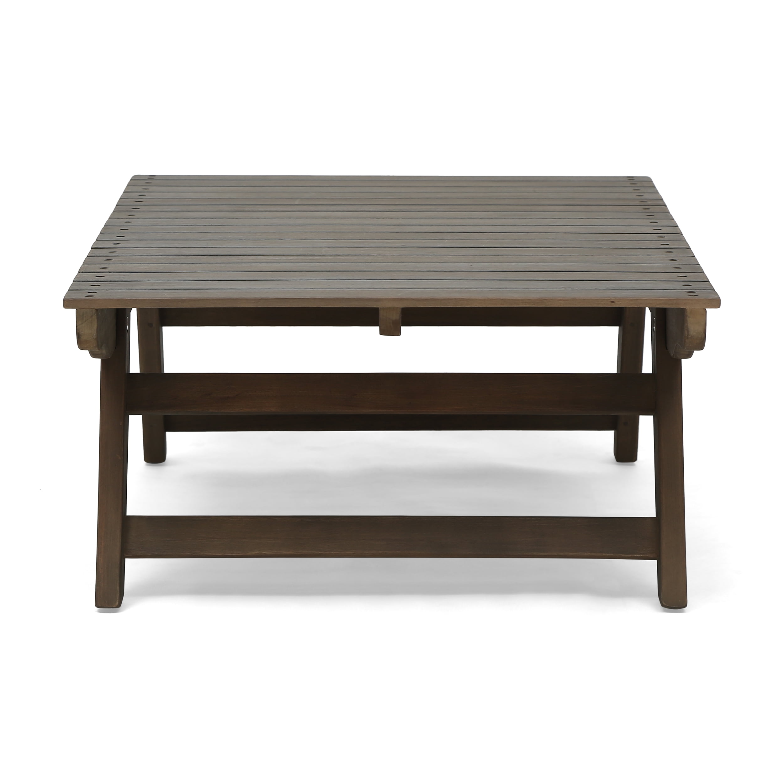 Outdoor Coffee Table, Acacia Wood Leisure Center Table for Patio Garden, Dark Gray