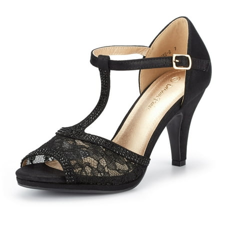 

Dream Pairs Women s Fashion Ankle Strap Stilettos Platform Dress Shoes Heel Sandals AMORE_2 BLACK Size 8.5