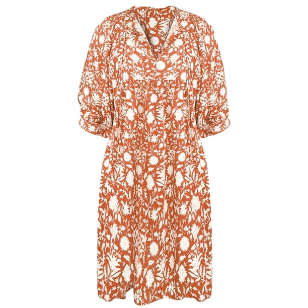 Vestido largo Gibobby verano manga media suelto informal talla grande a la moda flores