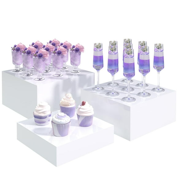 Buffet Risers PITBVO, acrílico blanco, para mesa de buffet (3 unidades)