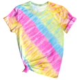 thumbnail image 1 of CHOK Hauts d'Été pour Femmes, T-Shirt Imprimé Teinture sur Nœuds à Col Rond et Manches Courtes, Tunique Décontractée pour Vacances, 1 of 3