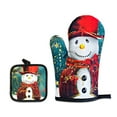 thumbnail image 2 of Elroy Oven Glove Merry Christmas Heat Insulation Pad Kitchen Baking Microwave Mat Mitten, Scarf Snowman, 2 of 10