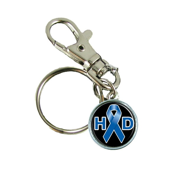 Huntingtons Disease Awareness Keychain Support Silver Plated Jewelry Key Chain