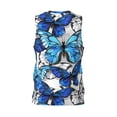 thumbnail image 3 of Gaeub Blue and White Butterflies Men's Mesh Basketball Jersey, Quick-Drying Sleeveless Top S-4XL, Loose Muscle Tank Top -X-Large, 3 of 9