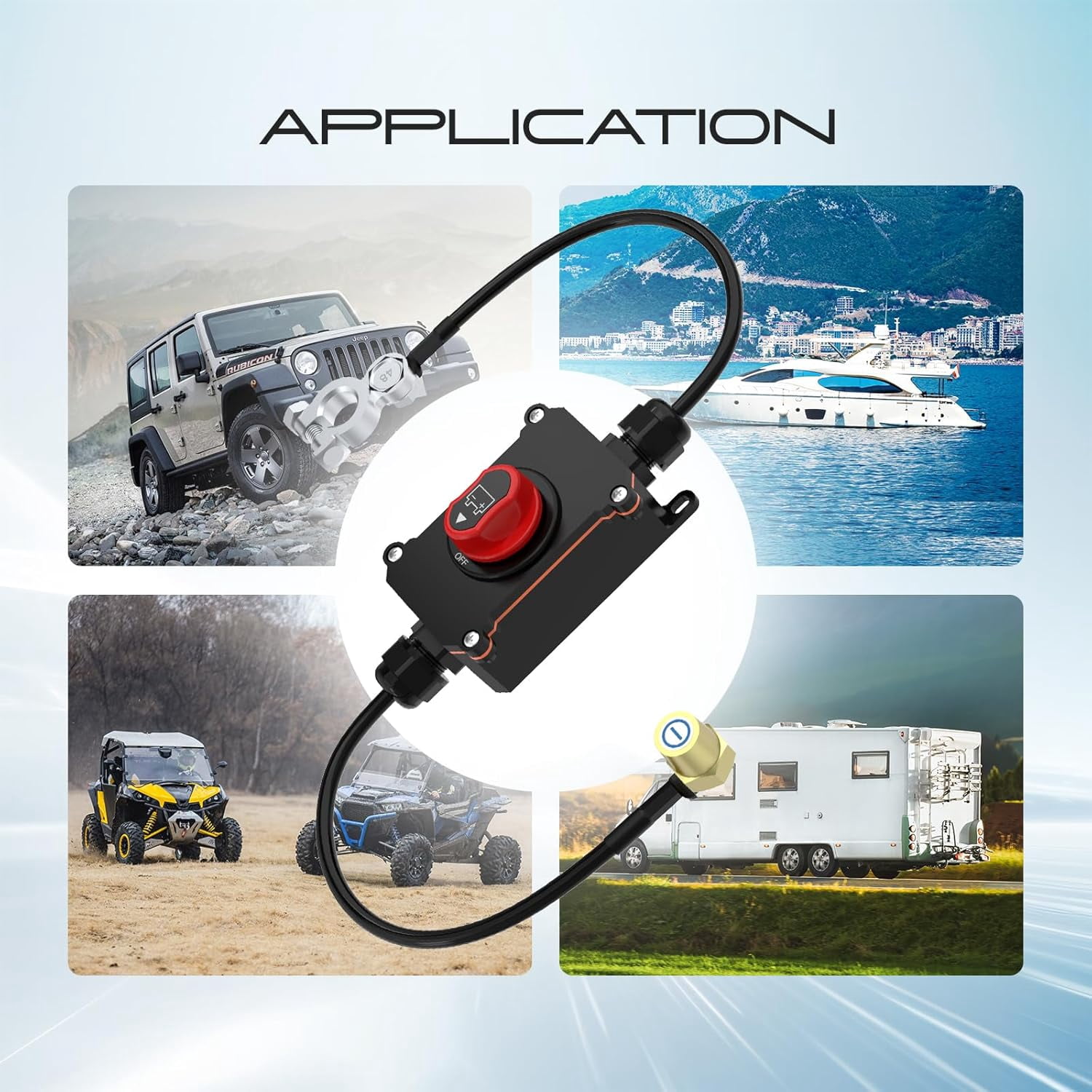 Top Post Battery Disconnect Switch, Waterproof Battery Cut Off Switch with Wire 12-48V Heavy Duty for Car RV Boat and Vehicle(On/Off)