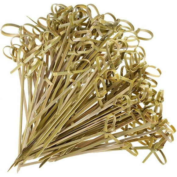 200 Counts Food Picks Japaneses Style Bamboo Knotted Skewers Bamboo Toothpicks with Twisted Ends party supplies-4.7 inches,12cm