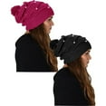 thumbnail image 2 of Cute Trendy 2 Pack Knitted Hats With Pearls, 2 of 10