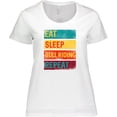 thumbnail image 3 of Inktastic Bull Riding Rodeo Eat Sleep Bull Riding Repeat Women's Plus Size T-Shirt, 3 of 5