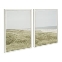 Kate and Laurel Sylvie Peaceful and Serene Coastal Landscape Left and Right Framed Canvas Wall Art Set by The Creative Bunch Studio, 2 piece 18x24 White, Natural Calming Beach Art Set for Wall