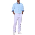 thumbnail image 2 of Men's Dress Shirt Casual Business Long Sleeve Button Down Shirts M Light Blue, 2 of 6