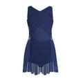 thumbnail image 2 of iixpin Lyrical Dance Dress for Girls Latin Jazz Ballet Dance Leotard Dress Skating Outfits Ballroom Dancewear Navy Blue 14, 2 of 7