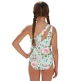 thumbnail image 2 of SEANATIVE Girls One-Piece Swimsuits with Mesh Cover-up Skirt One-Piece Bathing Suits Back Cutout Stylish Stretch Swimwear for Kids Teenagers, Size 7-8, Rose Green Pink, 2 of 7