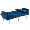 thumbnail image 3 of Velvet Sofa, Accent Sofa with Adjustable Backrest, Armrest, Loveseat Sofa with Rose Gold Metal Feet, Folding Sleeper Sofa Couches for Living Room Bedroom Office, Navy, 3 of 7