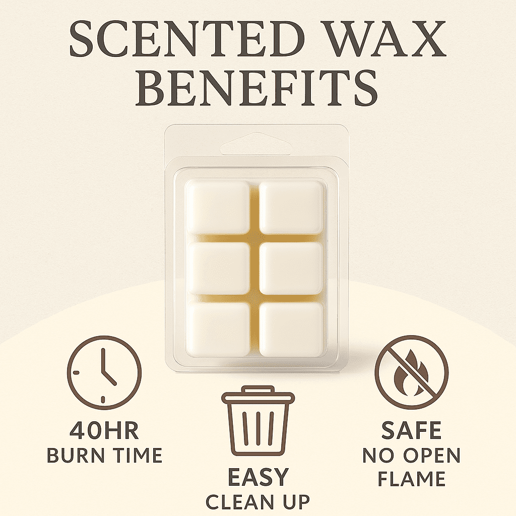 Luna Sense Cashmere Cuddles Wax Melts, Cozy Cashmere Vanilla Scent, Warm Creamy Fragrance, 3 Pack, 18 Cubes Total