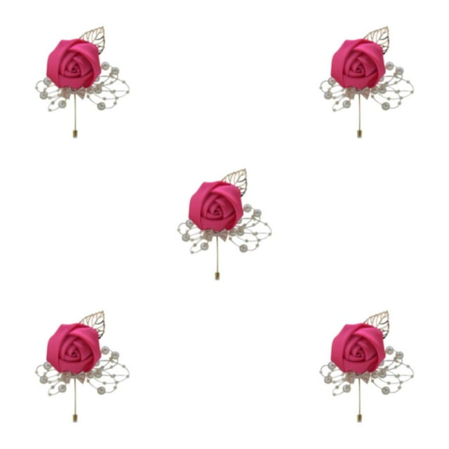 Transemion Cloth Beautiful Vintage Corsage Weddings And Romantic Events Wedding Brooch For Men And Woman Rose Red 5Set