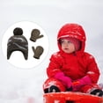 thumbnail image 4 of Minnieouse Sombrero Guantes Kit Diseño de orejeras Manoplas de punto para niños con patrones de dinosaurios Animal Accesorios de invierno Regalo de Año Sombreros Gris verdoso L 4-5 ans Minnieouse AP009413-09B, 4 of 6