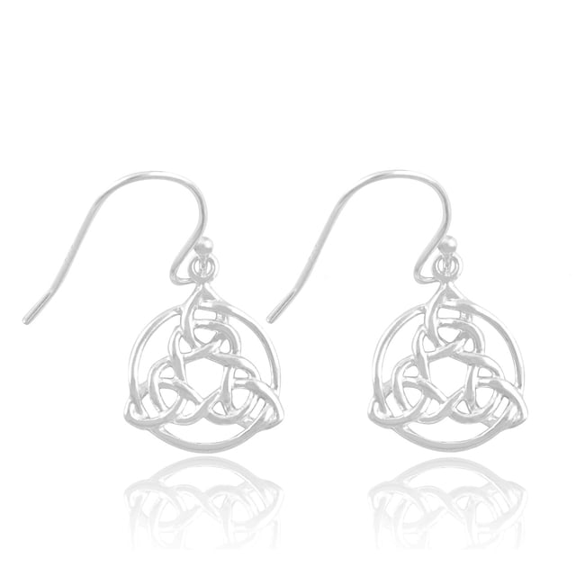 Aretes Colgantes de Nudo Triquetra Celta Irlandés para Adolescentes en Plata Esterlina
