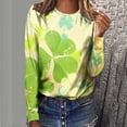 thumbnail image 2 of Pompotops T-shirts Décontractés à Manches Longues pour Femmes Imprimé St. Patrick Col Rond Chandail Tops Liquidation, 2 of 5
