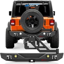 Nilight Rear Bumper with Spare Tire Carrier Compatible for 2007-2018 Wrangler JK & Unlimited (2/4 Doors) Hitch Receiver w 2 LED Lights D-rings