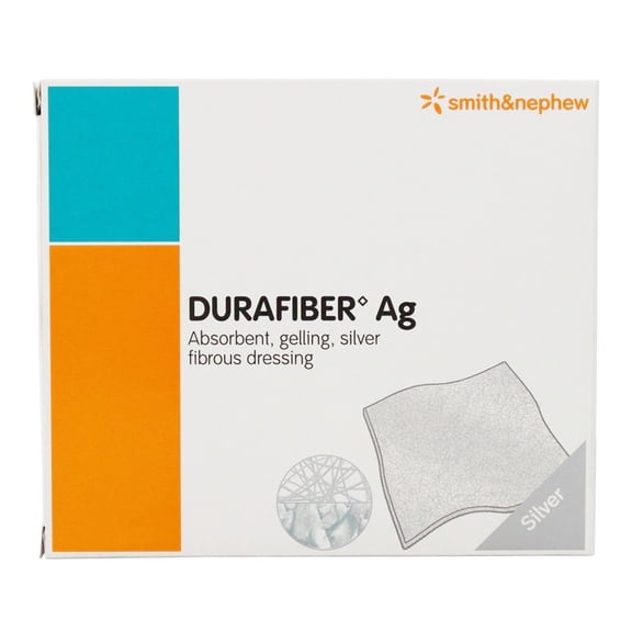 Smith & Nephew Durafiber Ag Silver Gelling Fiber Dressing, 4'' x 4-3/4'', Box of 10