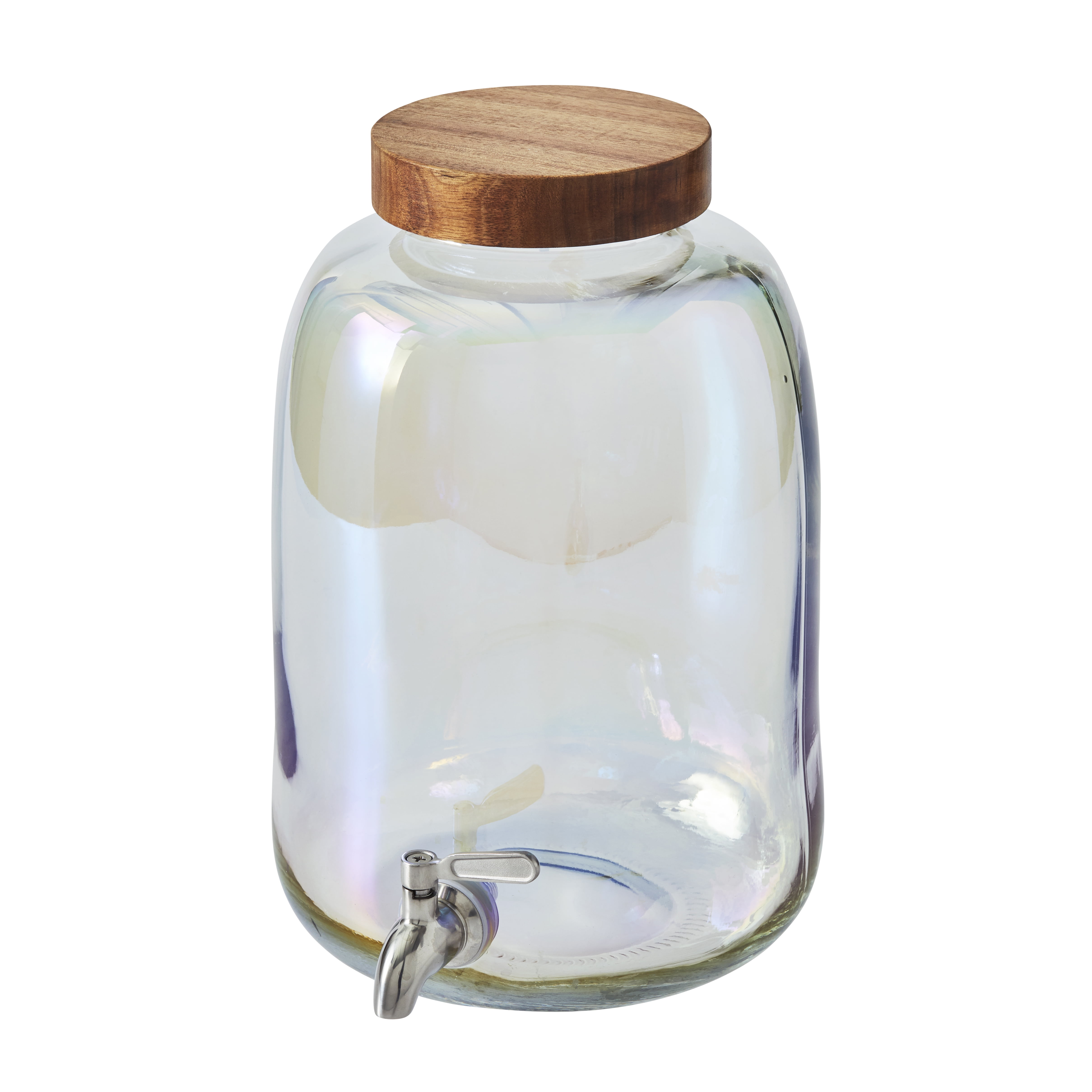 Better Homes & Gardens BH2000027548001 Clear 1.5 Gallon Glass Beverage Dispenser with Wood Lid