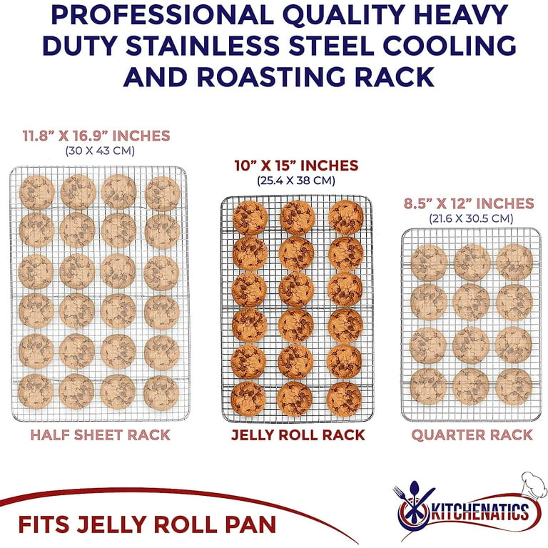 Commercial Grade Roasting Wire Rack fits Jelly Roll Pan