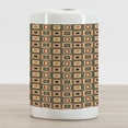 thumbnail image 2 of Modern Ceramic Toothbrush Holder, Geometrical Pattern with Rounded Nested Squares Nostalgic Colorful Tiling Print, Decorative Versatile Countertop for Bathroom, 4.5" X 2.7", Multicolor, by Ambesonne, 2 of 4