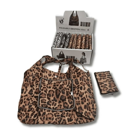 Large Capacity Leopard Print Shopping Bag - Foldable Tote